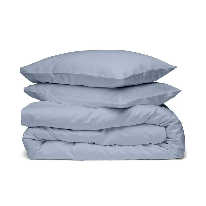 A1HC 100% Organic Cotton Duvet Set, 300 Thread Count 2-Piece GOTS Certified OEKO-TEX Certified, Soft & Silky Sateen Weave - King - Light Blue