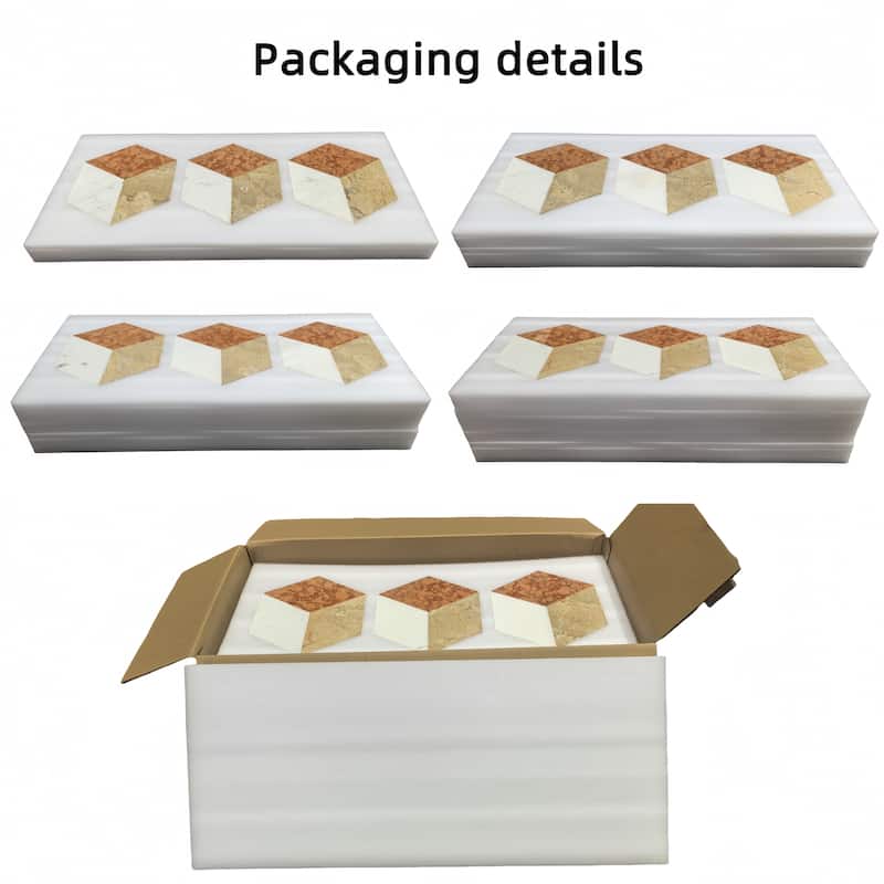 Roomfitters Hexagon Waterjet Marble Tile for Wall and Floor, Polished Natural Stone Mosaic, 12-Piece Box, White Gold Red