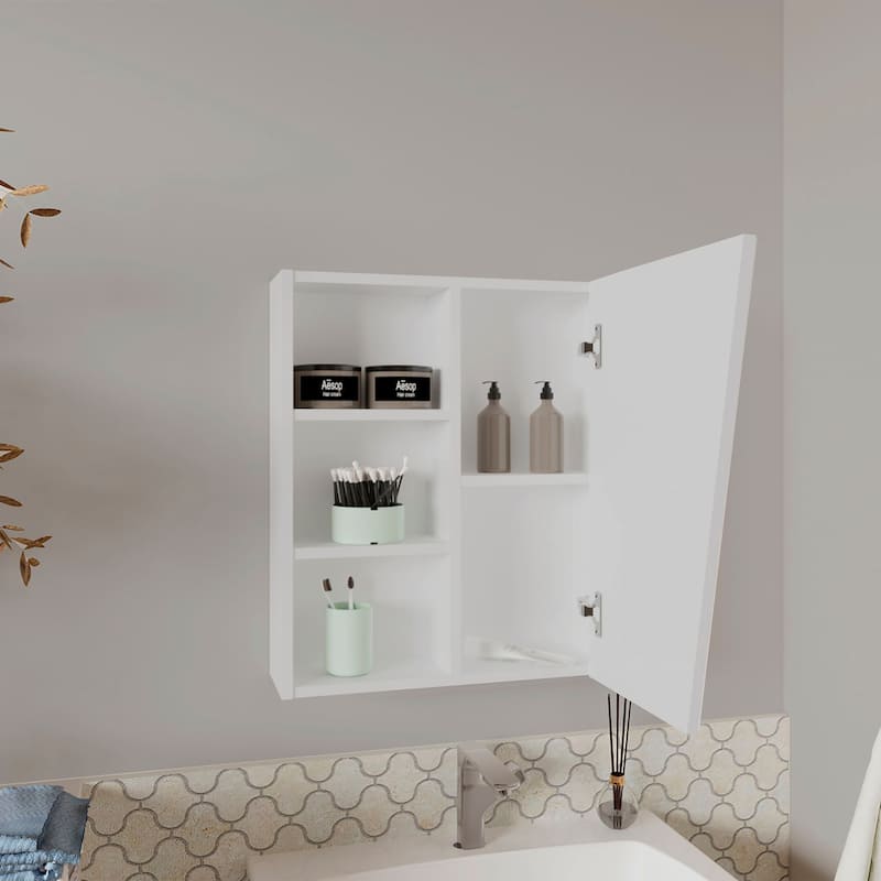 Medicine Cabinet with modern and minimalist style, 1 Door, 5 Shelves, 1 Mirror, White