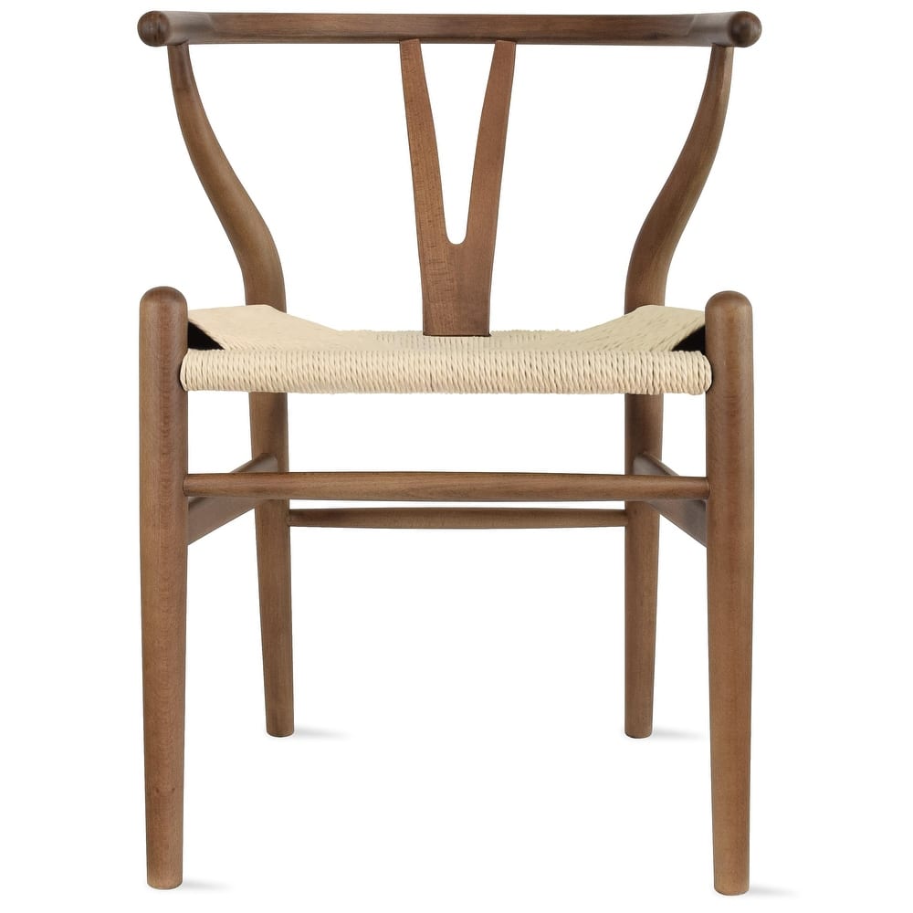 Modern Wood Dining Chair With Open Back Arm Armchair Hemp Seat For Home Restaurant Office