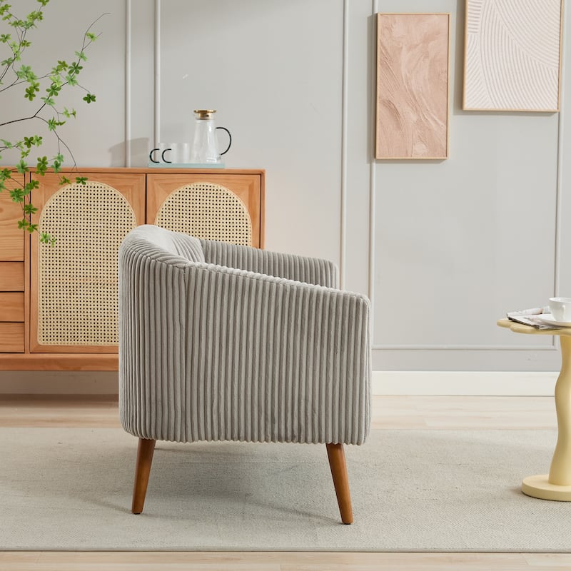 Corduroy Loveseat Couch Sofa, Upholstered Lounge Couch with Wooden Walnut Legs 2-seat Armchair for Living Room