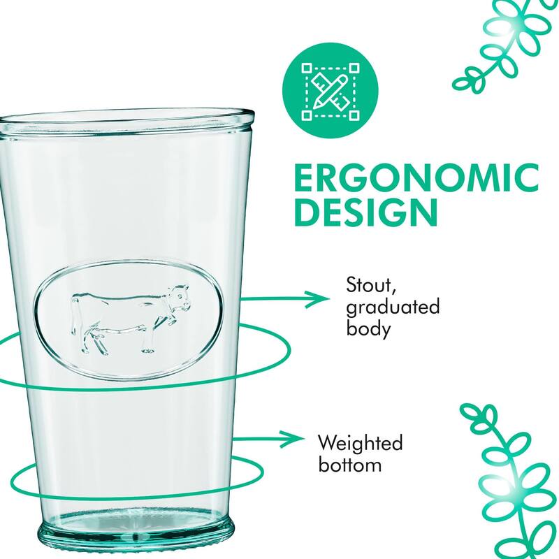 Amici Home Vintage Farmhouse Embossed Milk Cow Glass Tumblers Set