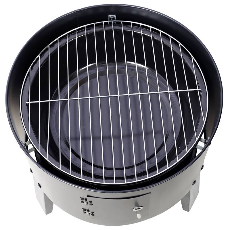 16" Charcoal Smoker Grill, Vertical Portable Design for Camping, Black