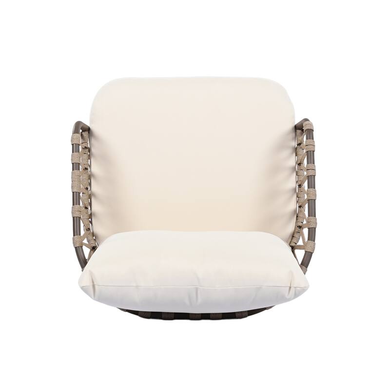4-Piece Outdoor Patio Furniture Set, with Metal Chairs, Outdoor Conversation Set with Thick Cushions and Coffee Table