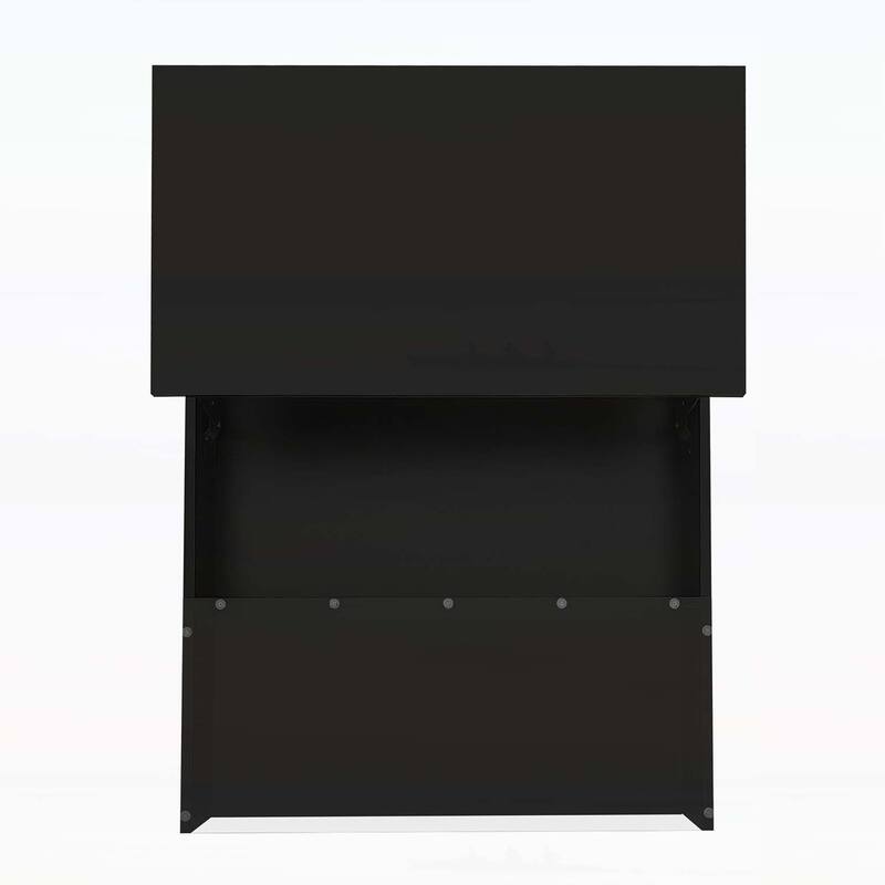 Lift-Top Coffee Table with 2 Drawers,Glass Top and High-Gloss Finish,Hidden Storage and LED Lights for Living Room