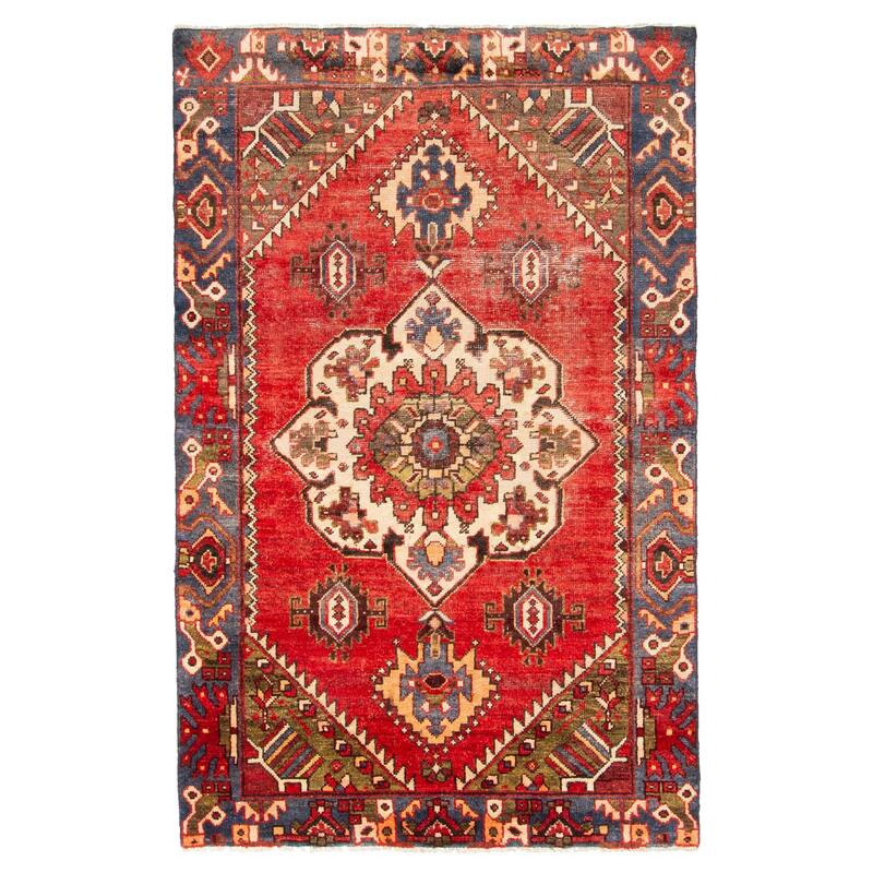 ECARPETGALLERY Hand-knotted Antalya Vintage Red Wool Rug - 4'2 x 6'7