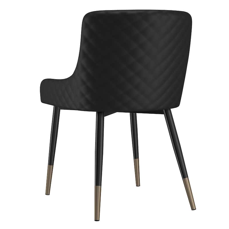 Modern Faux Leather and Metal Dining Chair, Set of 4 - Black