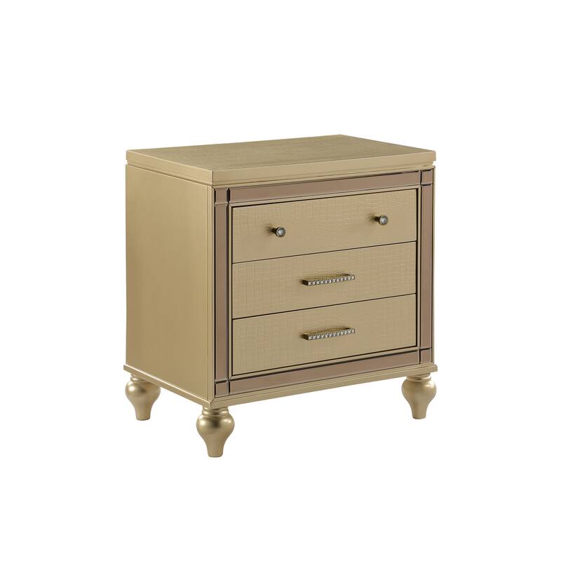 Sterling Contemporary 3-Drawer Nightstand with Mirror Inserts and Ambient LED Light