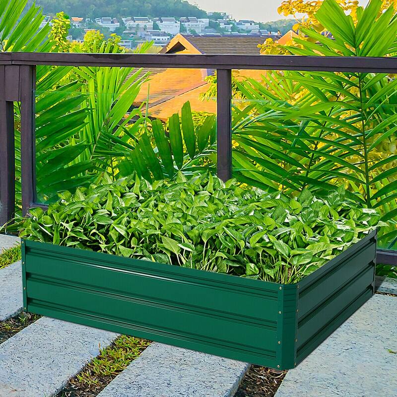 Patio Raised Garden Bed for Vegetable and Flower Planting Outdoors - 47" x 35.5" x 12.0"(L x W x H) - Green