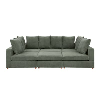 Haven 6 Piece Modular Corduroy Sectional Sofa Fabric Upholstery