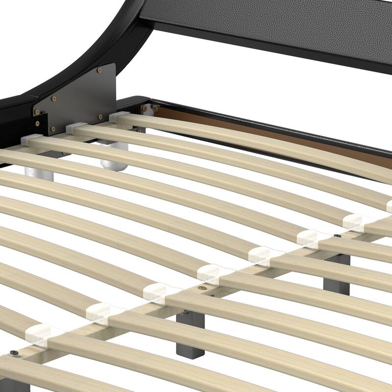 Moasis King Design Model PU Upholstered Led Bed Frame