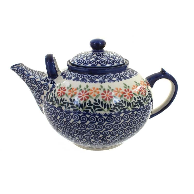 Blue Rose Polish Pottery C001 Manufaktura Large Teapot - Garden Bouquet
