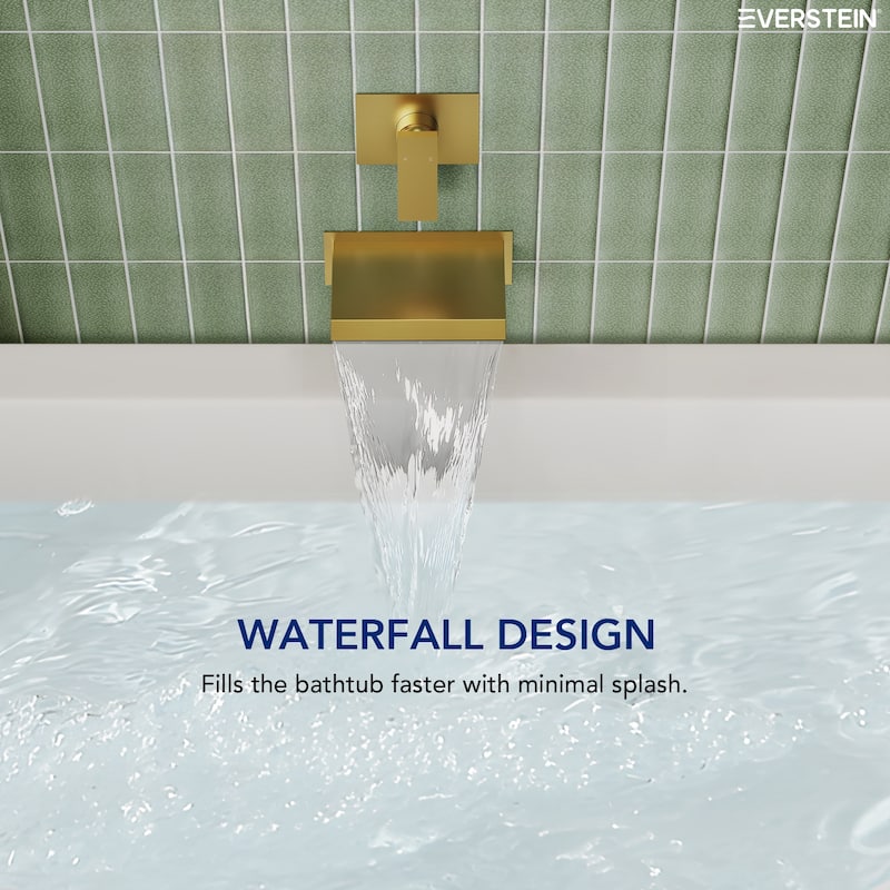 Single Handle Stainless Steel Wall Mount Waterfall Bathtub Faucet