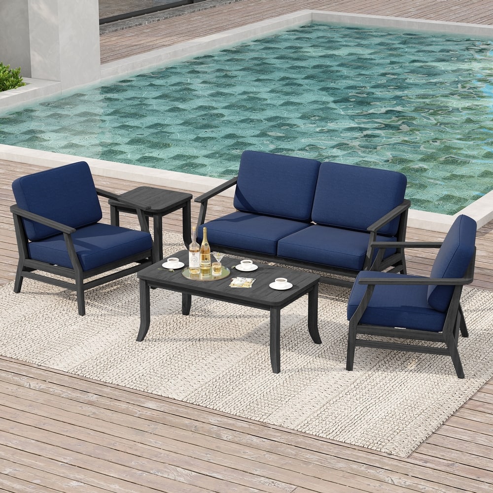 Outdoor Conversation Set Patio Chair, Loveseat with Tables