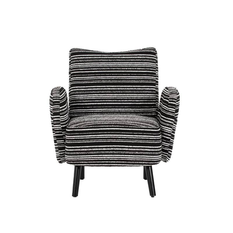 Boucle Upholstered Lounge Armchair, Reading Chair with Side Storage Pocket, Single Sofa Chair with Solid Wood Legs