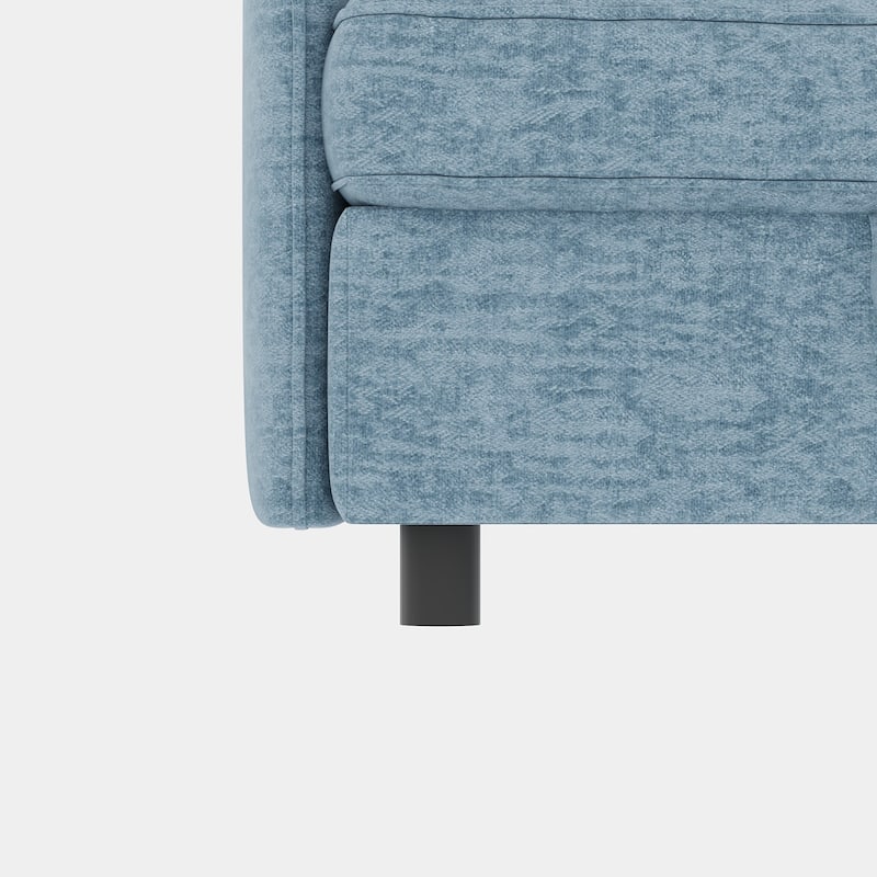 129" Chenille Sectional Sofa with Storage and Two Ottomans