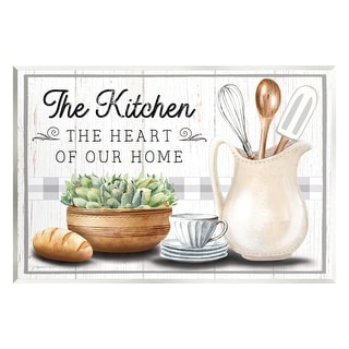 Stupell Kitchen Heart of Home Wall Plaque Art Design by Elizabeth Tyndall - Off-White