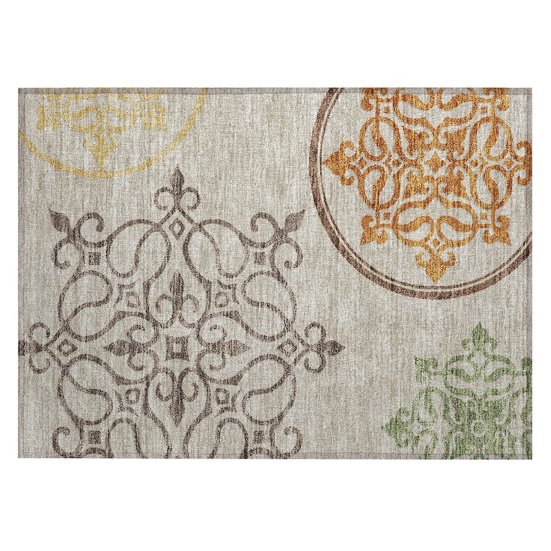 Machine Washable Indoor/ Outdoor Chantille Bold Medallions Rug