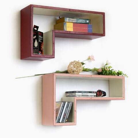 Trista - [Cardinal Red] Gun-Shaped Wall Shelf / Bookshelf / Floating Shelf (Set of 2) - 20(L) x 12(H) x 6(D)