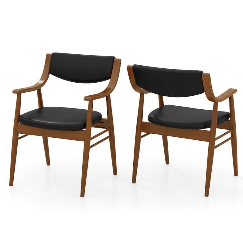 Gymax Set Of 4 PU Leather/Velvet Dining Chair w/ Padded Seat & Back