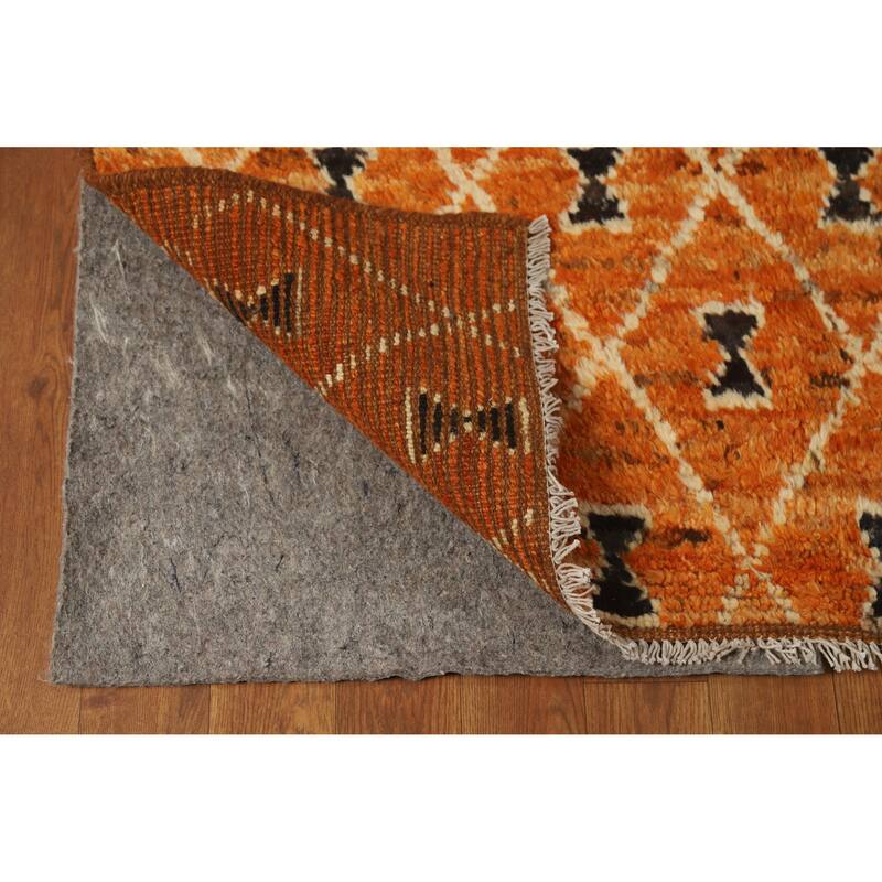 Trellis Moroccan Oriental Area Rug Handmade Orange Wool Carpet - 6'10" x 9'9"