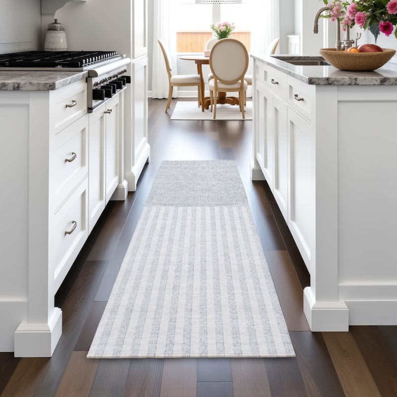 Machine Washable Indoor/Outdoor Contemporary Mod Chantille Rug