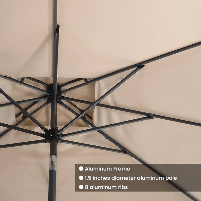 VredHom 9 x 5 Ft Outdoor Rectangular Market Umbrella with Double Top