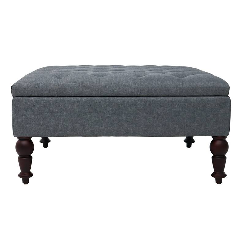 Maypex 35-inch Traditional Tufted Square Storage Ottoman - Grey