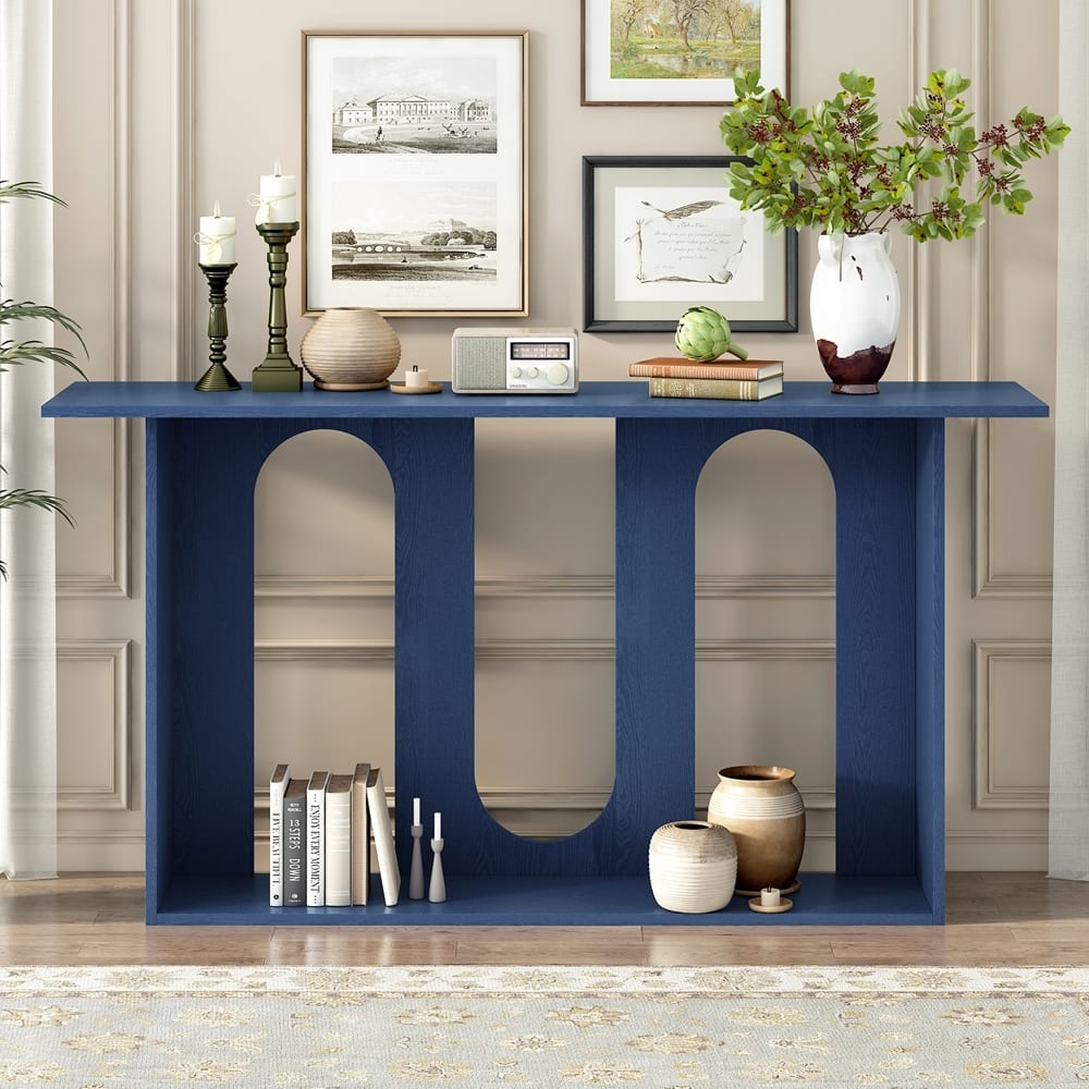 Modern and Curved Design Hallway Living Room Console Table with Shelf
