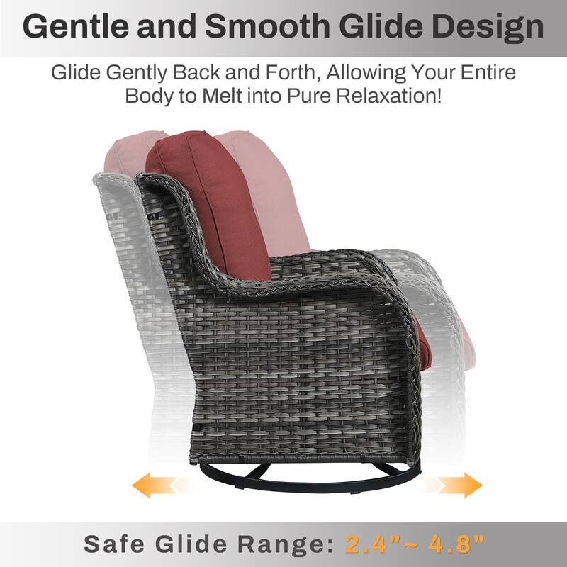 Gymojoy 7-Piece Outdoor Fire Pit Conversation Set with 4 Swivel Chairs & 2 Side Tables