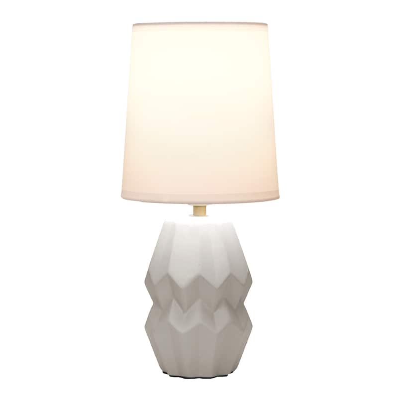 Ceramic Geometric Table Lamp with Fabric Shade for Bedroom - 6 x 6 x 13 in. (L x W x H)