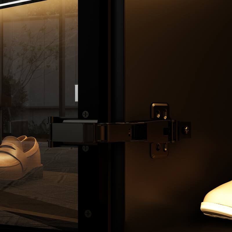Black Glass Door Combo Wardrobe with Multi-Color Light Strips