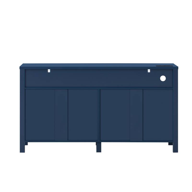 Farmhouse 4-Door Buffet Cabinet with Power Outlets, USB Ports & Adjustable Shelves by Harper&Bright Designs