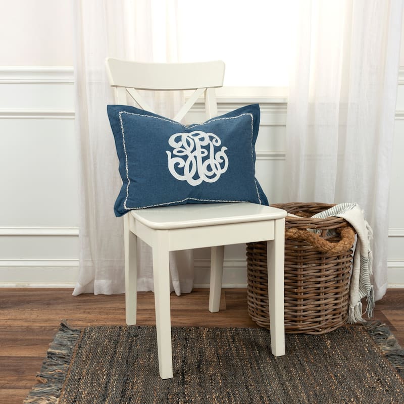 Rizzy Home Traditional Blue Poly Filled Pillow - 14"x20"