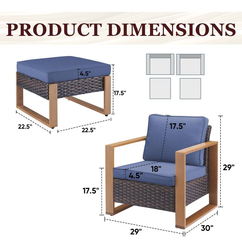 Gymojoy Outdoor Wicker Patio Furniture Chair Set