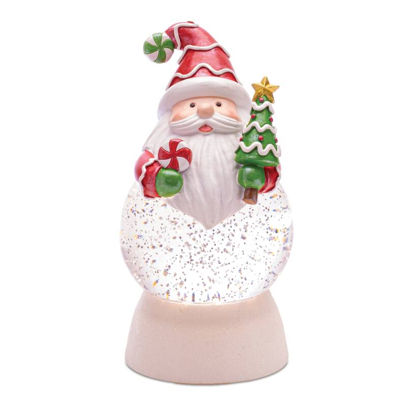 LED Santa Snow Globe Set with Timer and USB Cord - 3.75" x 3.75" x 7.5"