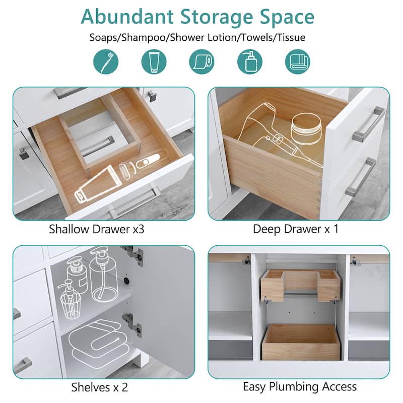 Nephelily 48" 60" 72" Uni-Vanity Bathroom Cabinet with Tall Drawer