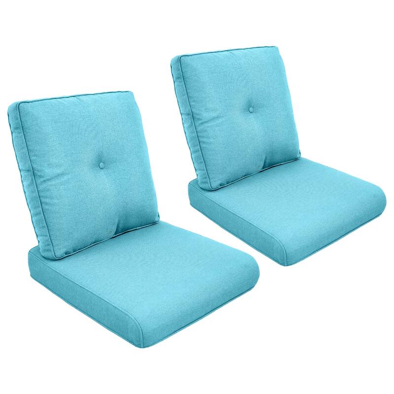 2 Pair Patio Soft Cushions for Outside - Turquoise - with buckle style