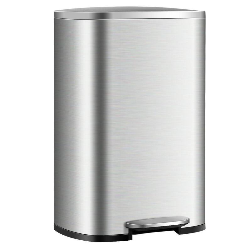 Gymax 13.2 Gallon Trash Garbage Can Stainless Steel Airtight Soft