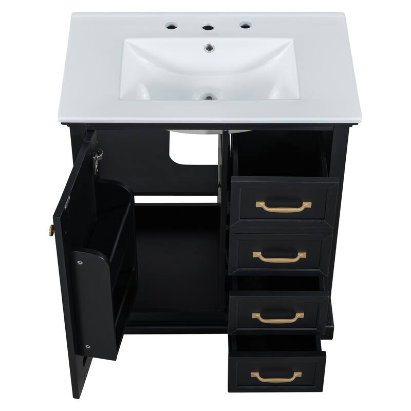 30 inch MDF Bathroom Vanity with Sink, One Package, Green Bathroom Cabinet with Drawers