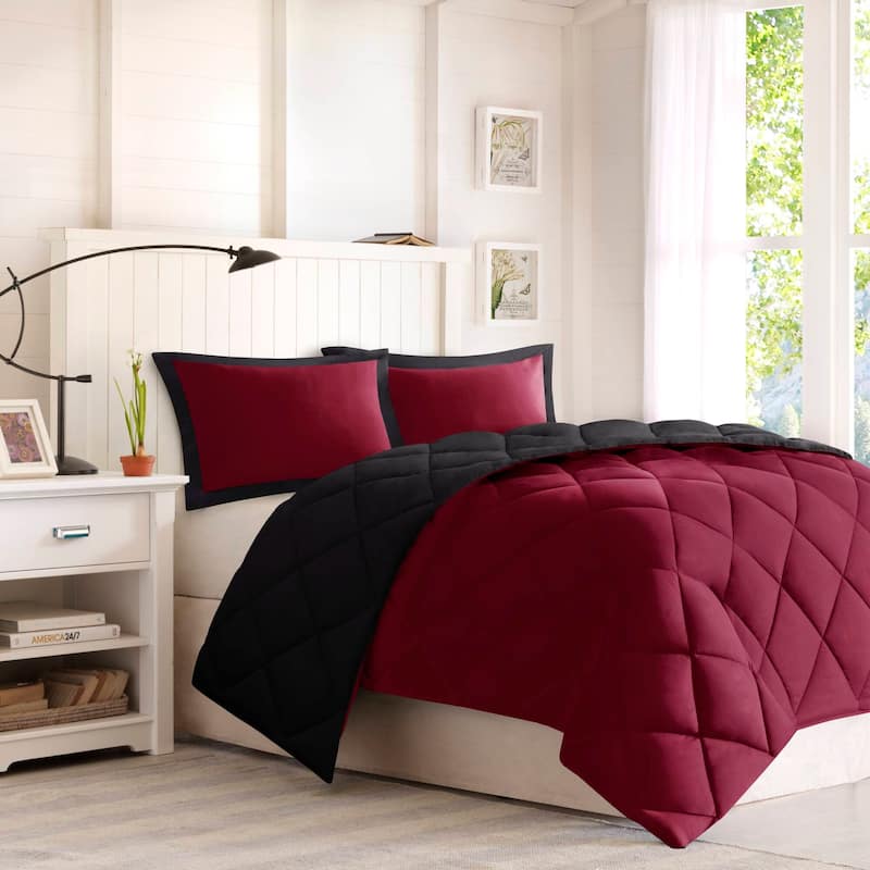 Madison Park Essentials Windsor 3M Scotchgard Diamond Quilting Reversible Down Alternative Comforter Set