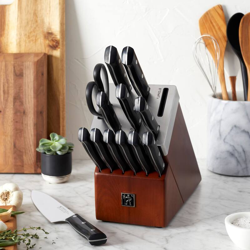 HENCKELS Dynamic Self-Sharpening Knife Block Set - Brown
