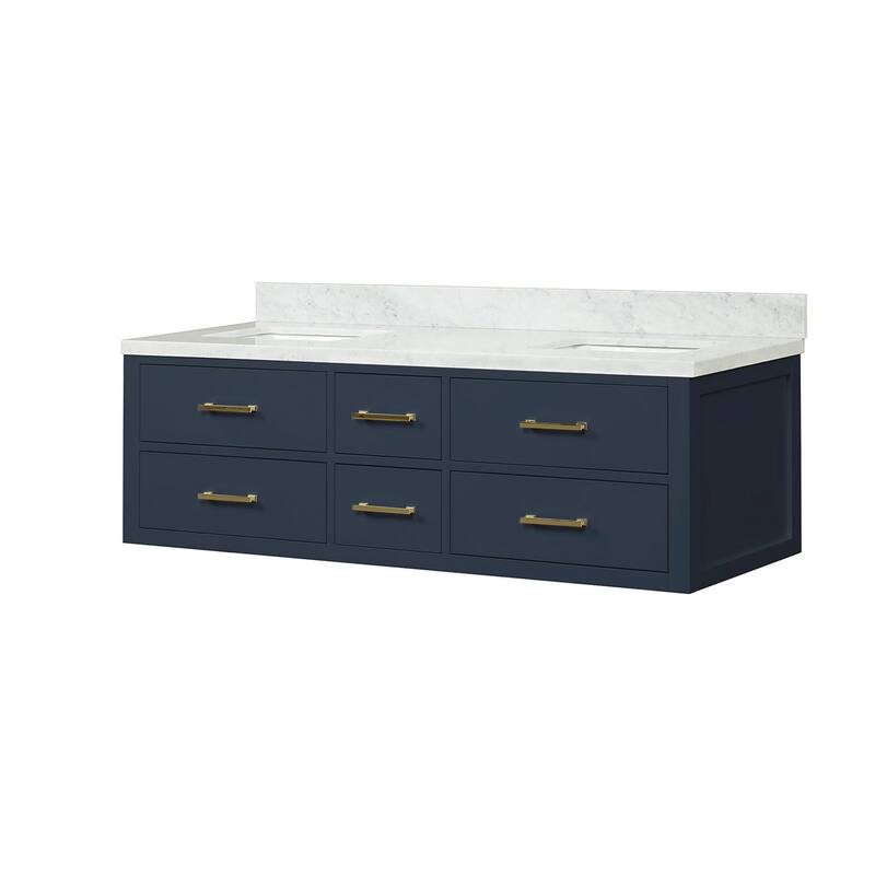 Lexora Castor Double Bath Vanity and Carrara Marble Top