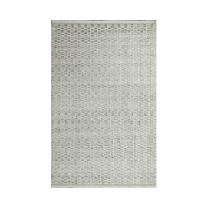 Hand Knotted Textured Tone On Tone Gray Tibetan Wool Modern Area Rug - 5' 11'' x 9' 4''