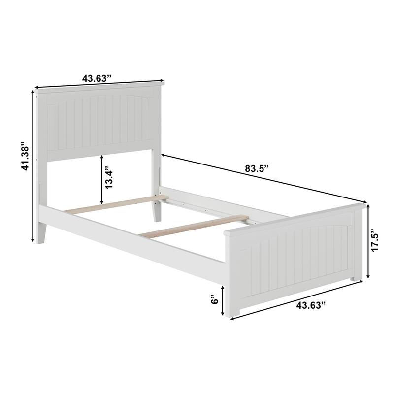 Nantucket Twin XL Foundation Bed with Matching Footboard in White