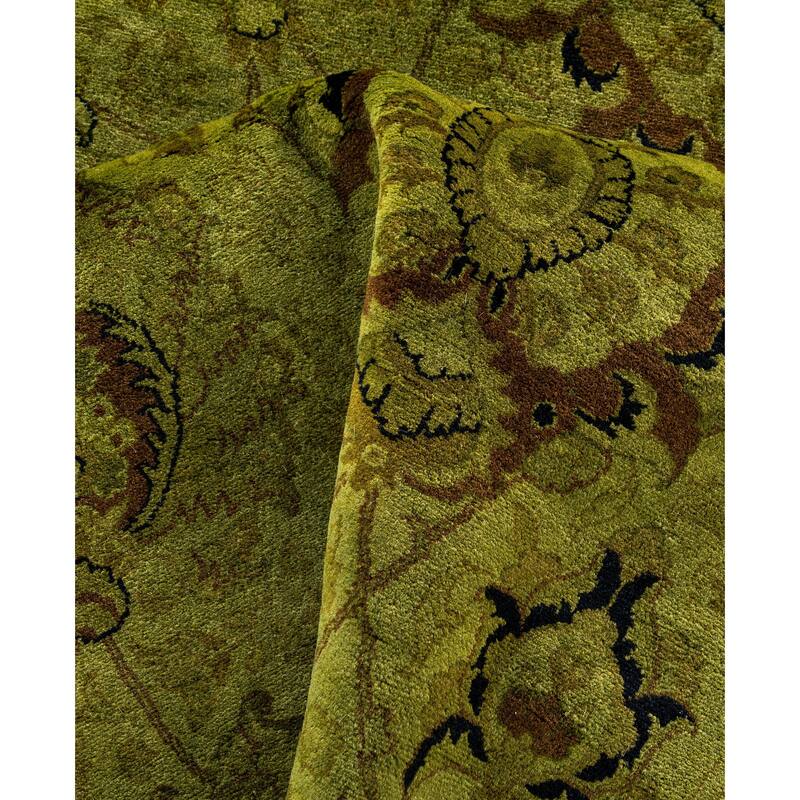 Overdyed One-of-a-Kind Hand-Knotted Area Rug - Green - 9' 1" x 9' 1"