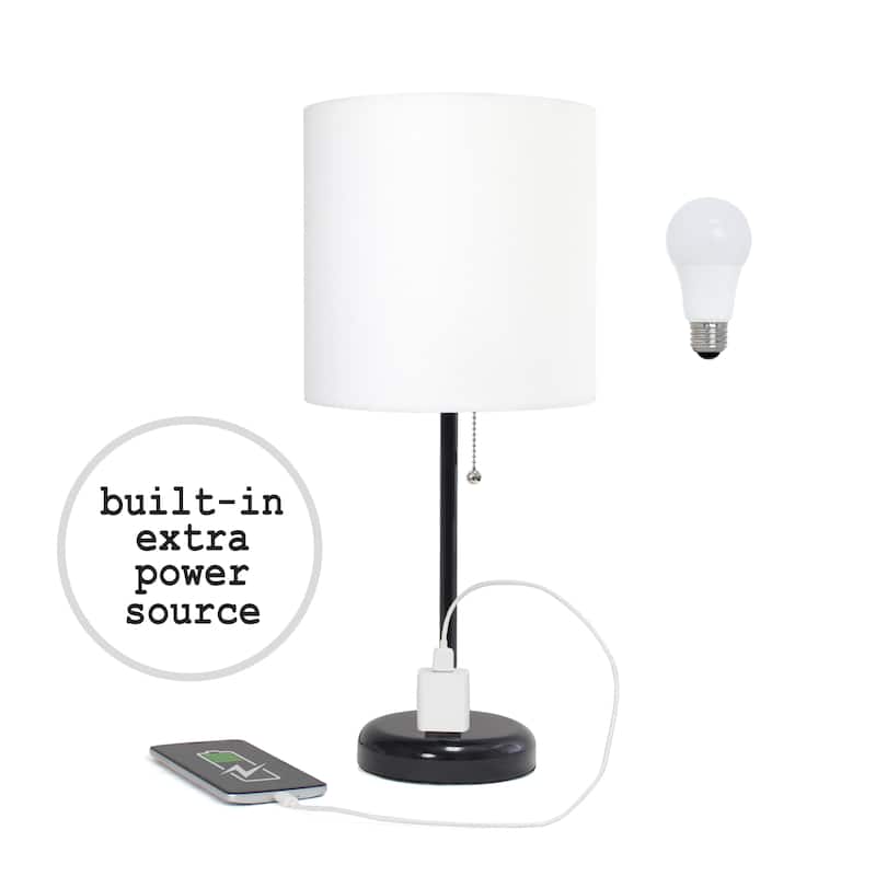 Simple Designs 9.5" Desk Lamp with Charging Outlet and LED Bulb Included - 19.50