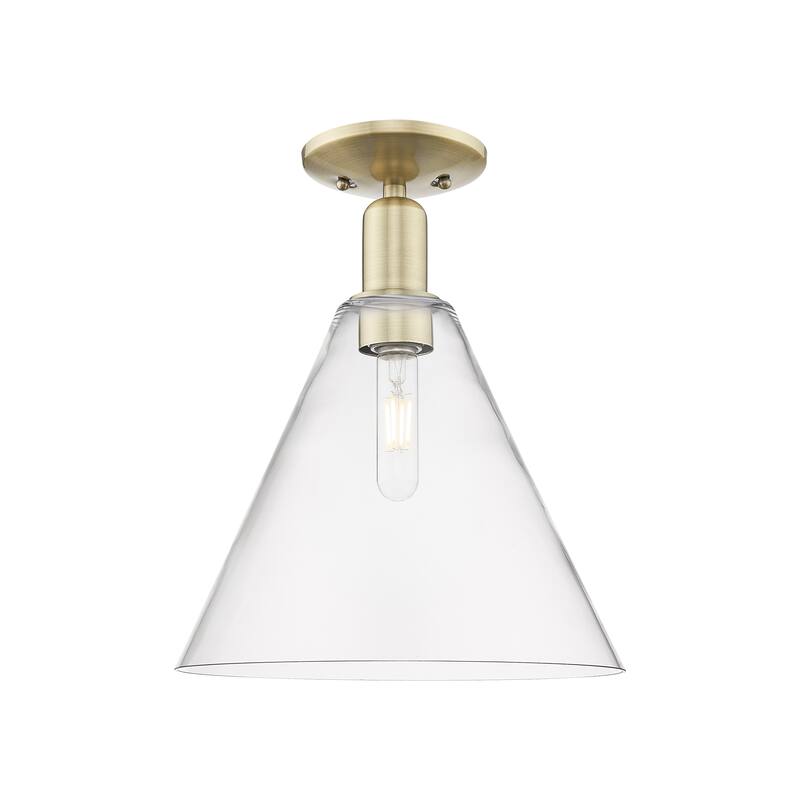 Innovations Lighting Endless Possibilities Arcadia - Berkshire Glass - 1 Light 12" Semi-Flush Mount - Antique Brass/Clear