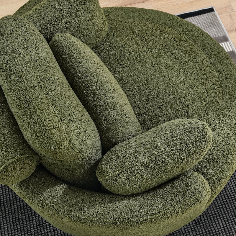 52" Upholstered Swivel Barrel Chair with Moon Storage Ottoman