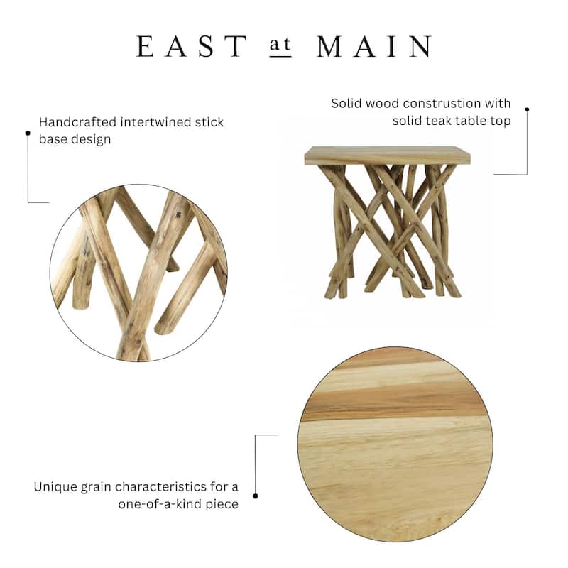 Solid Teak Wood Stump Accent Stick Table by East at Main